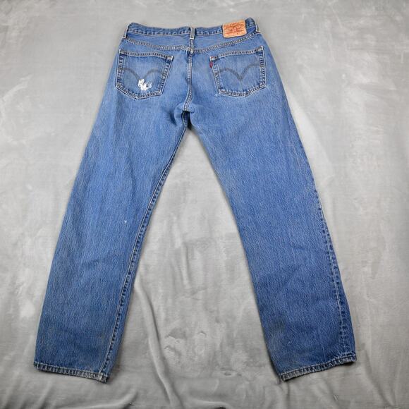Levis Jeans 501 36x34 (33x32 Meas) Button Fly Blue Denim - Picture 6 of 10